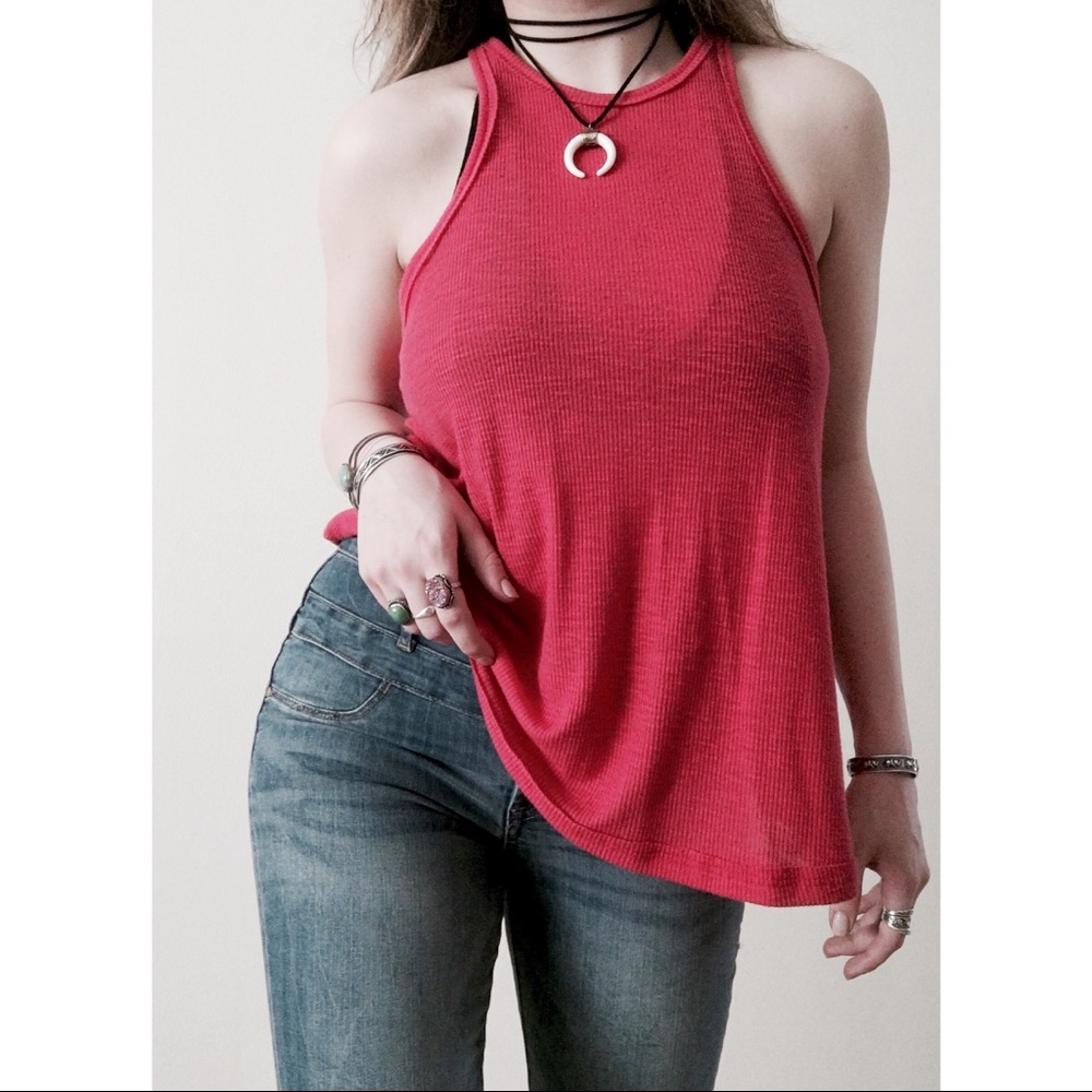 Free People Oversized Ribbed High Neck Muscle Tank